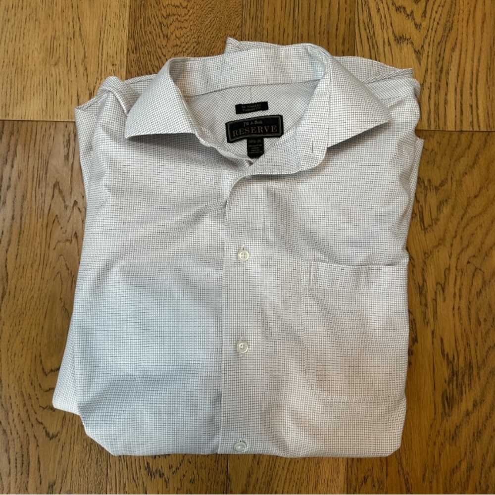 Jos. A. Bank Reserve Men's Light Gray Checkered Dress Shirt